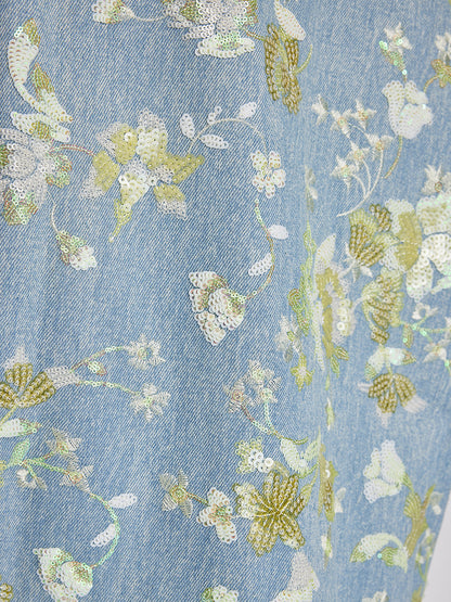 Boncuklu Dik Yaka Kot Yelek