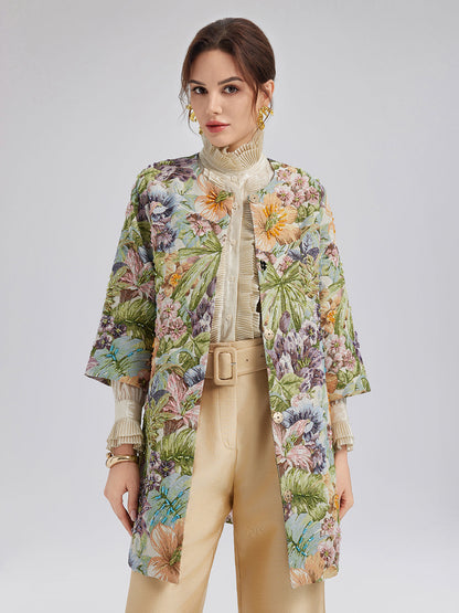 El İşlemeli 3 Boyutlu Çiçekli Düz Ceket