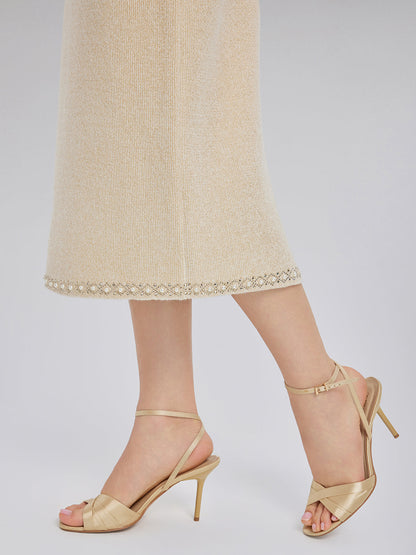 Taşlı Boncuklu Esnek Triko Etek