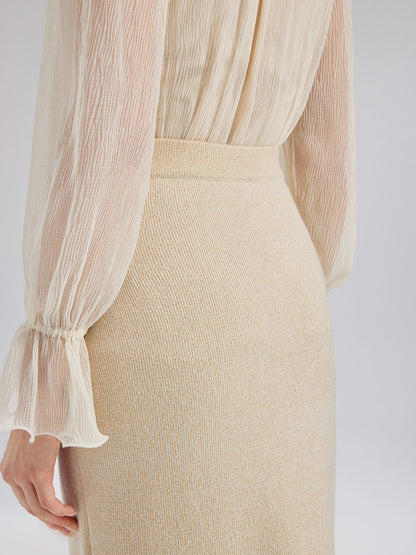 Taşlı Boncuklu Esnek Triko Etek