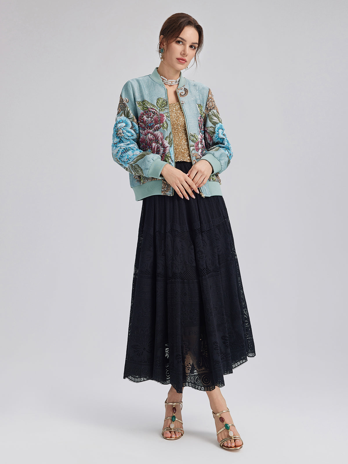 Muhteşem Dantel Nakışlı Volanlı Etek