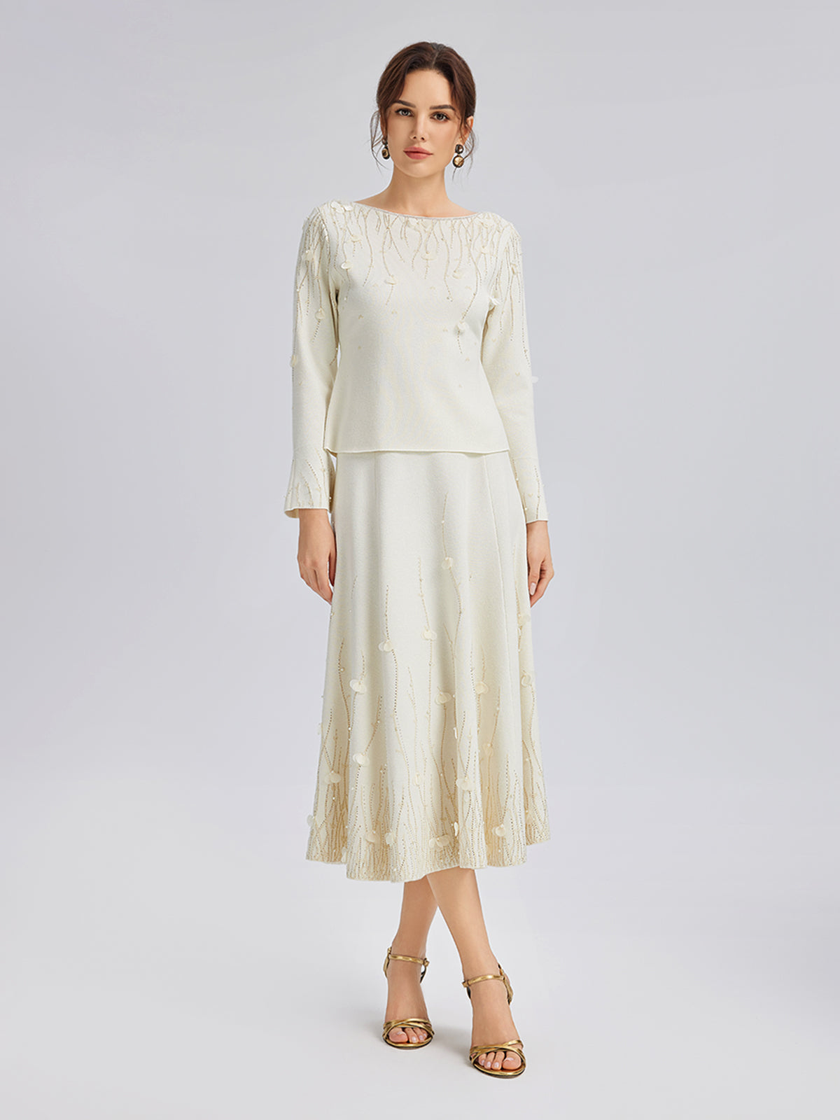 Taşlı Boncuklu Yün Triko Bluz