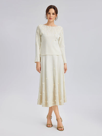 Taşlı Boncuklu Yün Triko Bluz