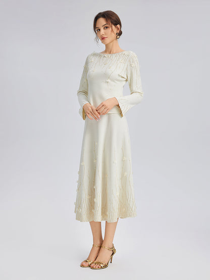 Taşlı Boncuklu Yün Triko Bluz