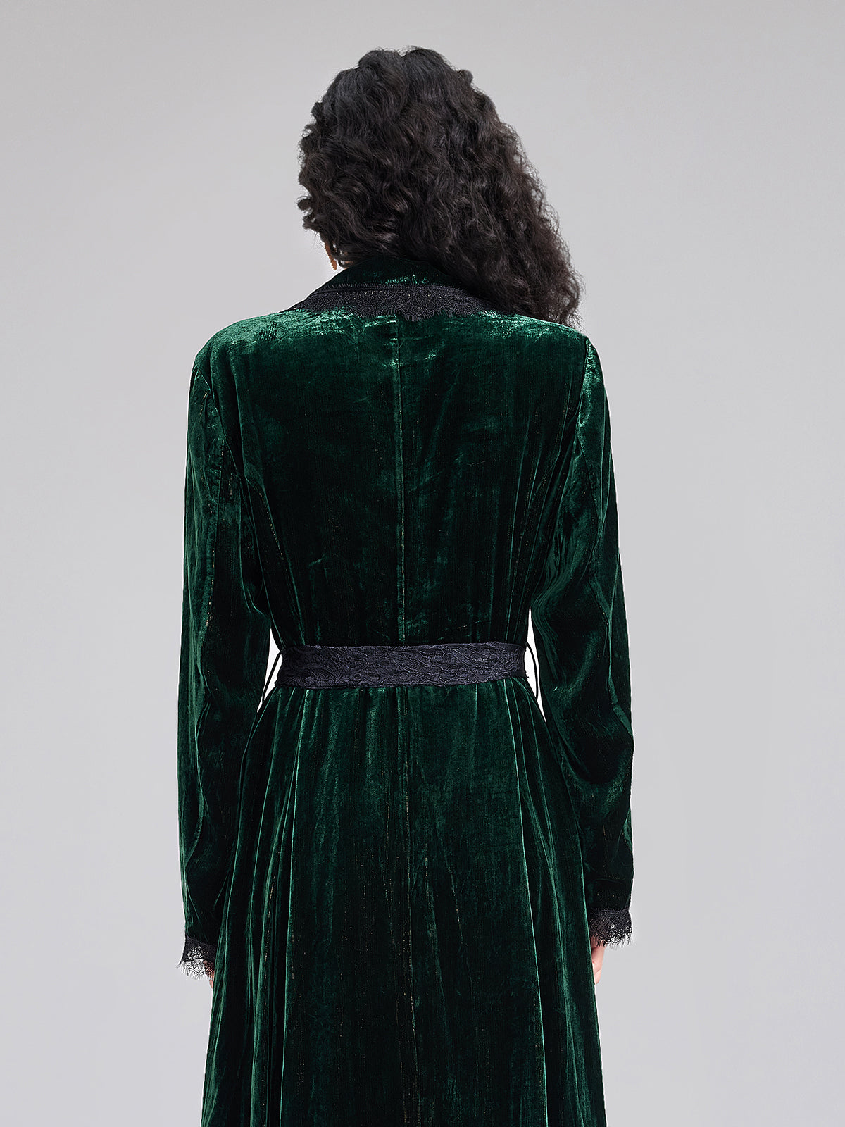 Lüks Çift Taraflı Kadife Dantel Trençkot