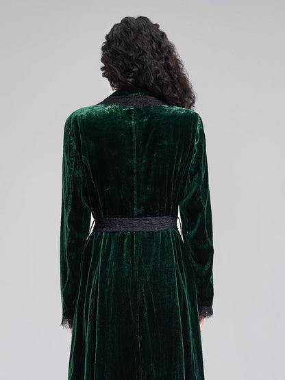 Lüks Çift Taraflı Kadife Dantel Trençkot