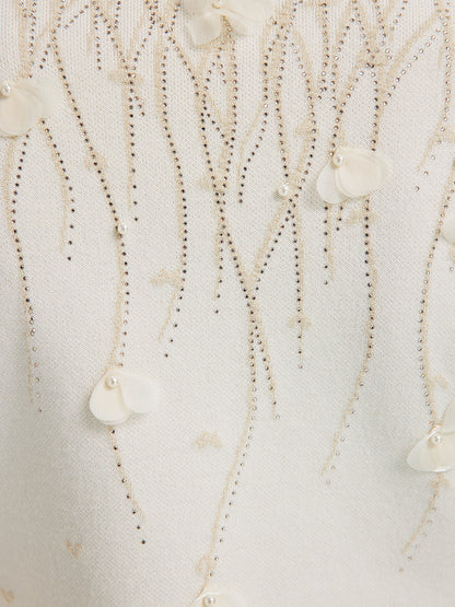 Taşlı Boncuklu Yün Triko Bluz