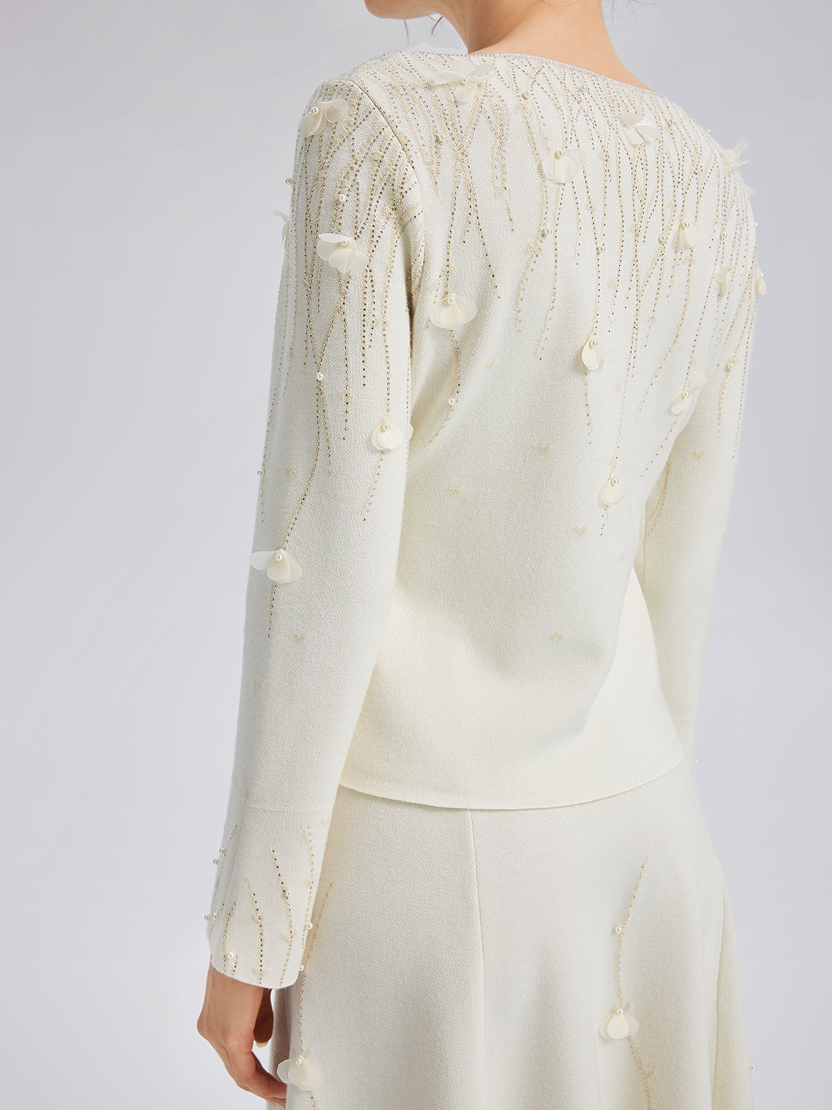 Taşlı Boncuklu Yün Triko Bluz