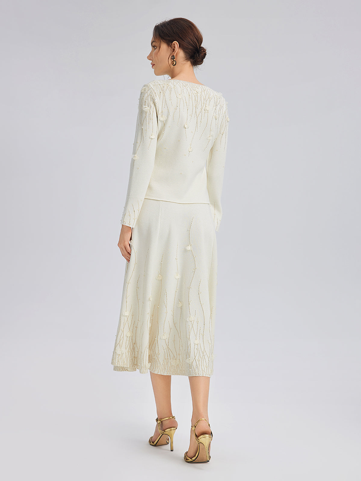 Taşlı Boncuklu Yün Triko Bluz