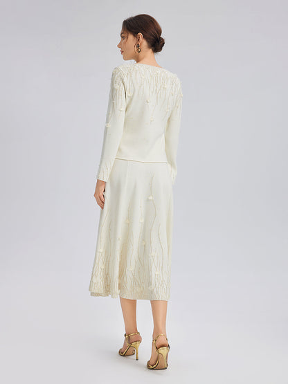 Taşlı Boncuklu Yün Triko Bluz