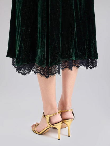 Lüks Çift Taraflı Kadife Dantel Trençkot