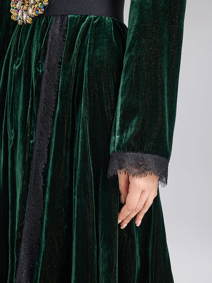 Lüks Çift Taraflı Kadife Dantel Trençkot