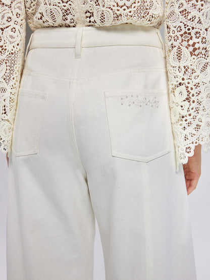 İncili Taşlı Bol Paça Kot Pantolon