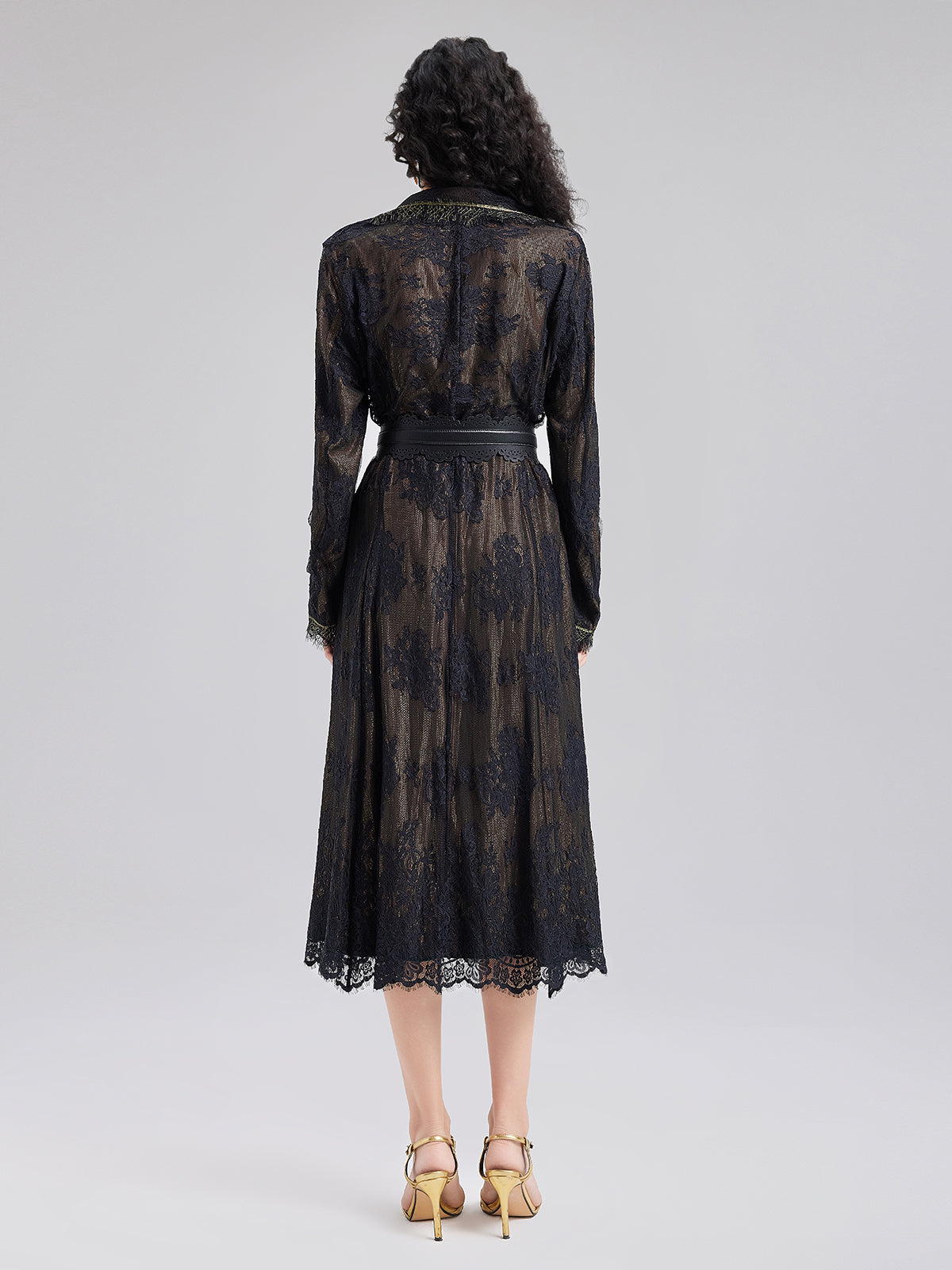 Lüks Çift Taraflı Kadife Dantel Trençkot