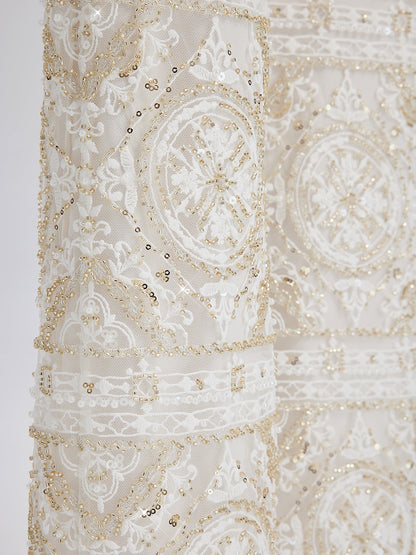 Yoğun Nakışlı Pullu Düz Pantolon