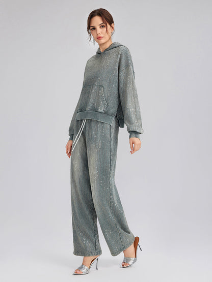 Kot Görünümlü Taşlı Eşofman Altı