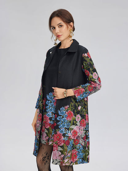 El İşlemeli 3 Boyutlu Çiçekli Ceket