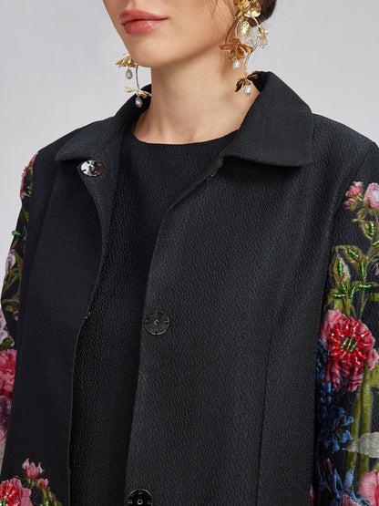 El İşlemeli 3 Boyutlu Çiçekli Ceket