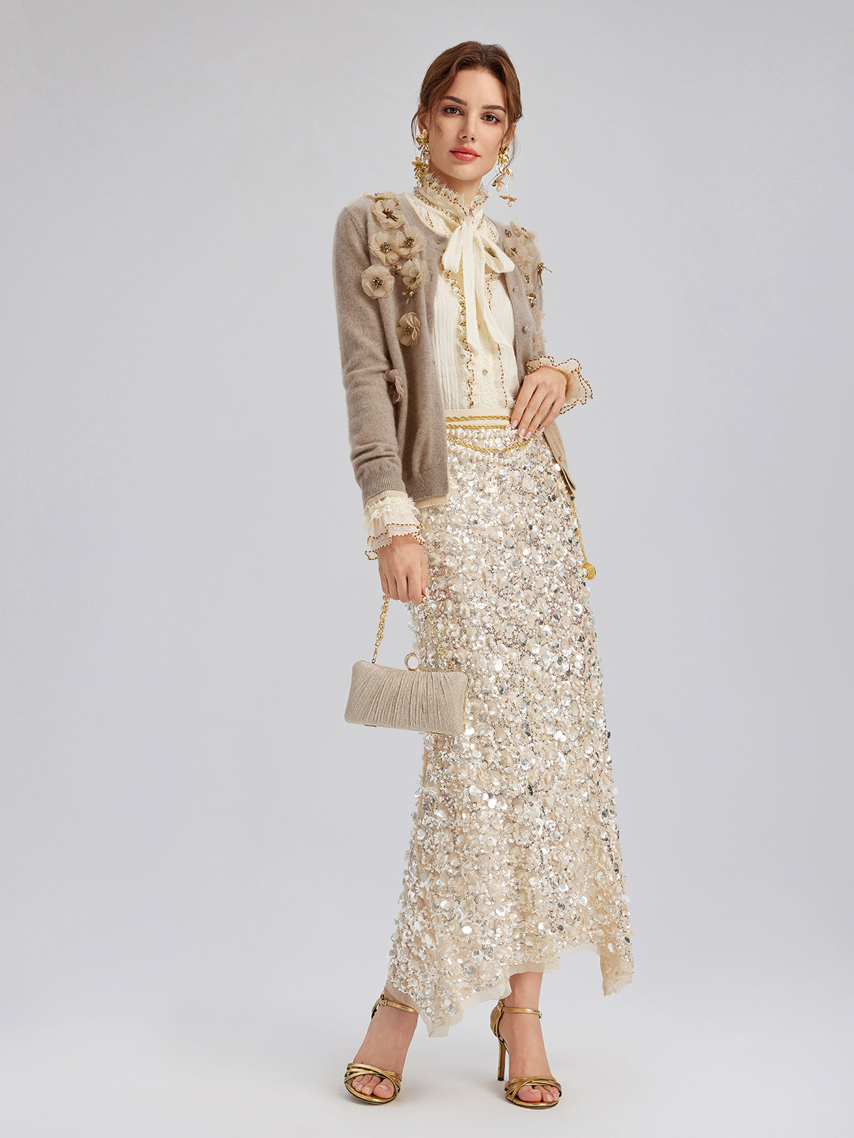 Katlı Pullu Balık Beli Lastikli Etek