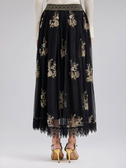 Nakışlı Lüks Tül Etek
