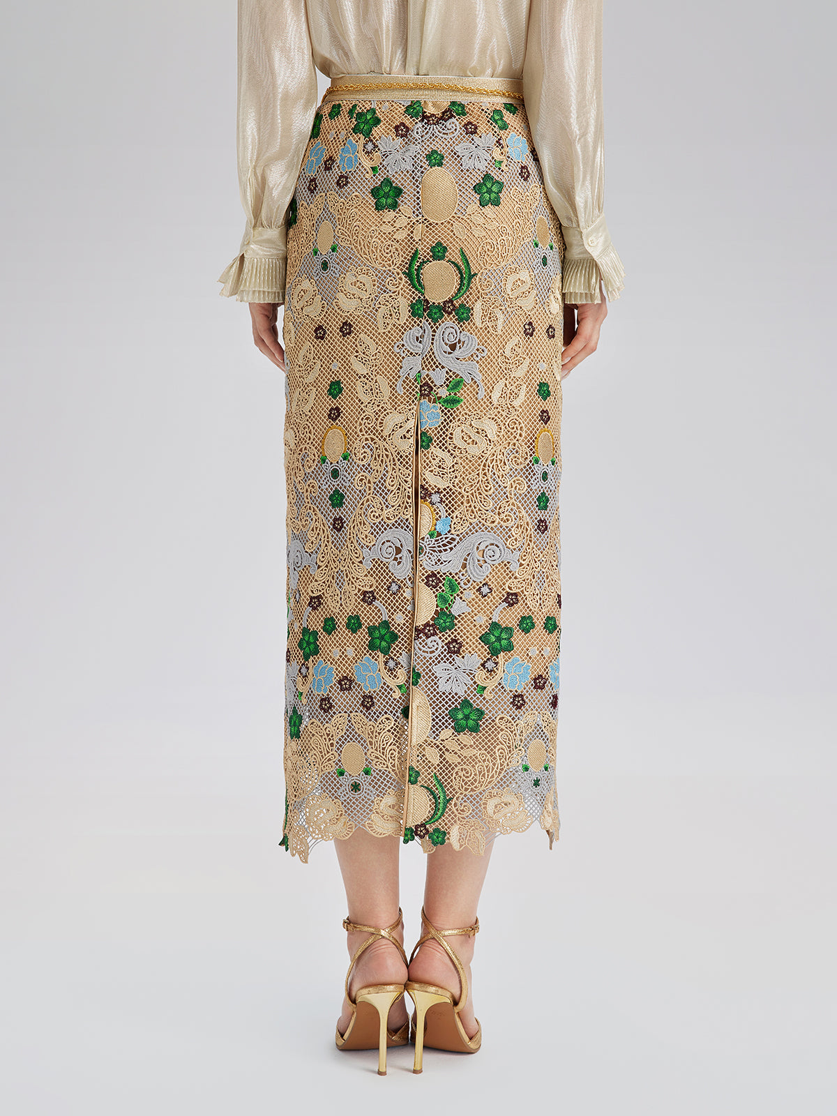 Bohem Nakışlı Çiçekli Beli Lastikli Etek