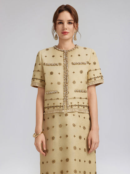 El İşlemeli Püsküllü Kısa Ceket