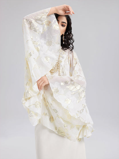 Lüks Pullu Nakışlı Şifon Bluz