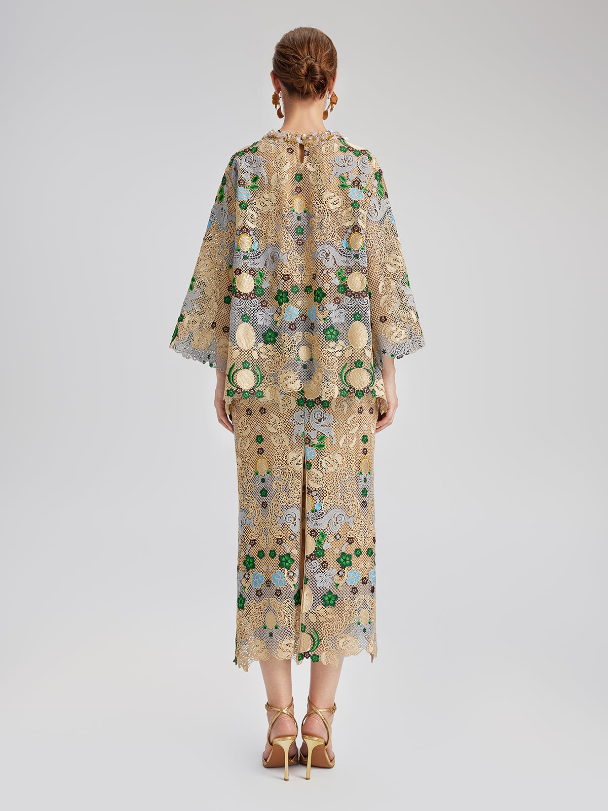 Bohem Nakışlı Çiçekli Beli Lastikli Etek