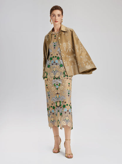 Bohem Nakışlı Çiçekli Beli Lastikli Etek