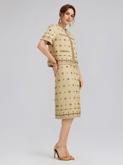 El İşlemeli Püsküllü Kısa Ceket