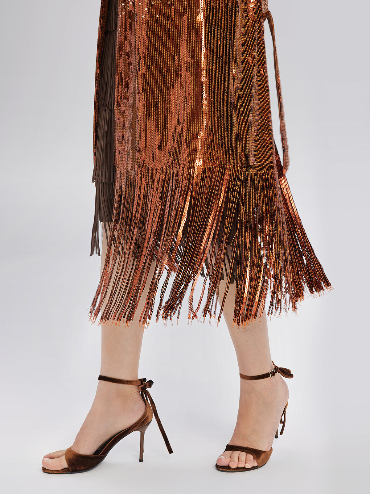 Renk Geçişli Pullu Püsküllü Trençkot (Kemer Dahil)