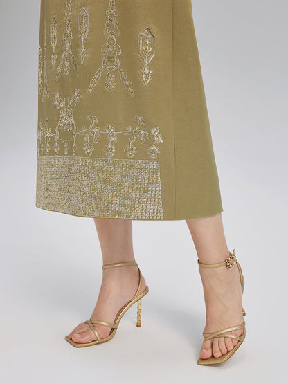 Parlak Nakışlı Çiçekli Etek