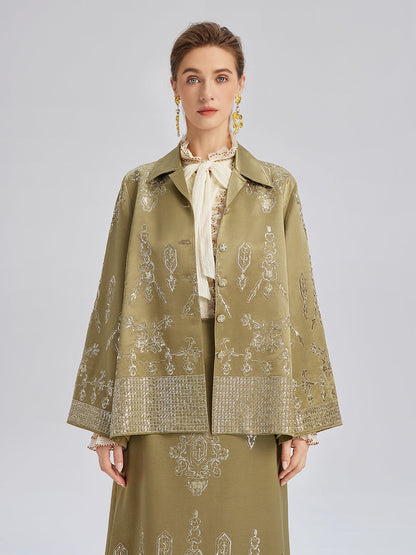 Parlak Nakışlı Çiçekli Ceket