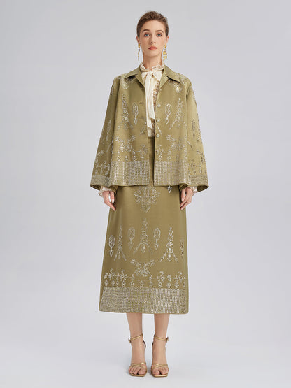 Parlak Nakışlı Çiçekli Ceket