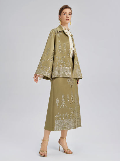 Parlak Nakışlı Çiçekli Ceket