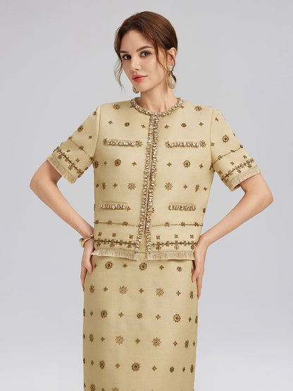 El İşlemeli Püsküllü Kısa Ceket