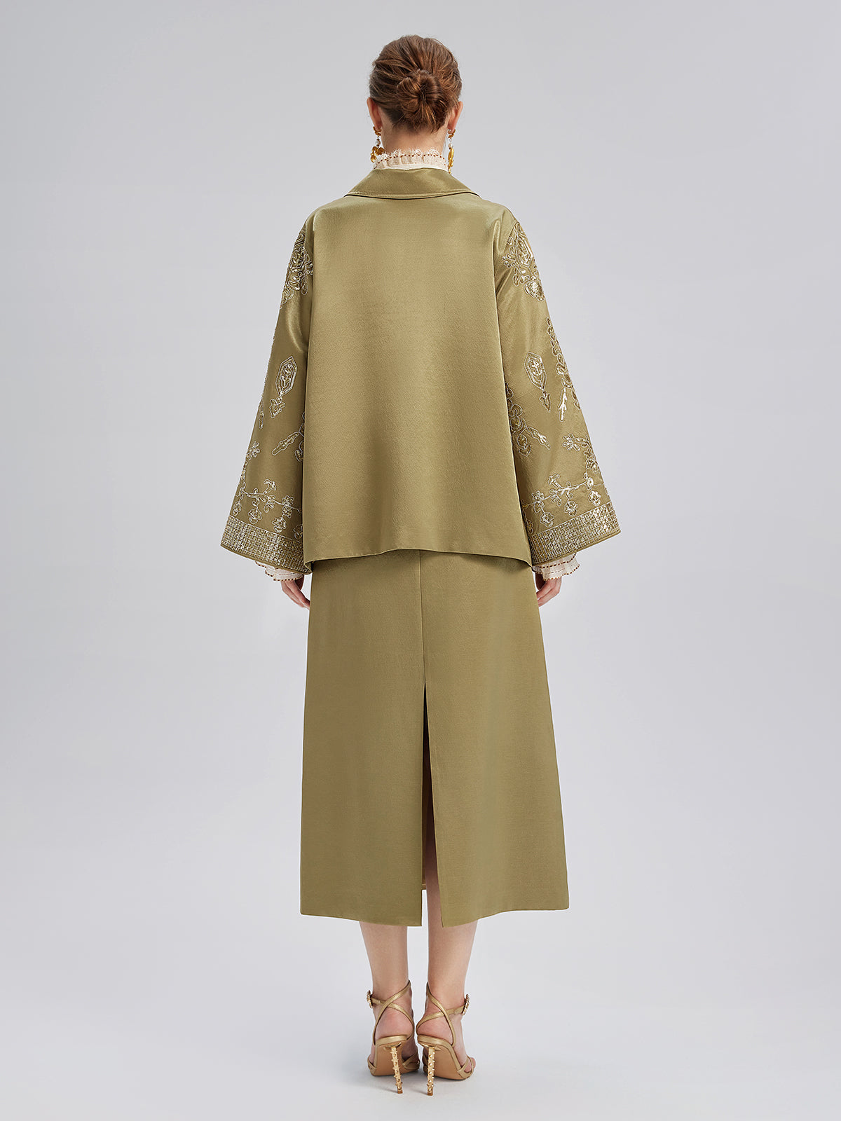 Parlak Nakışlı Çiçekli Etek