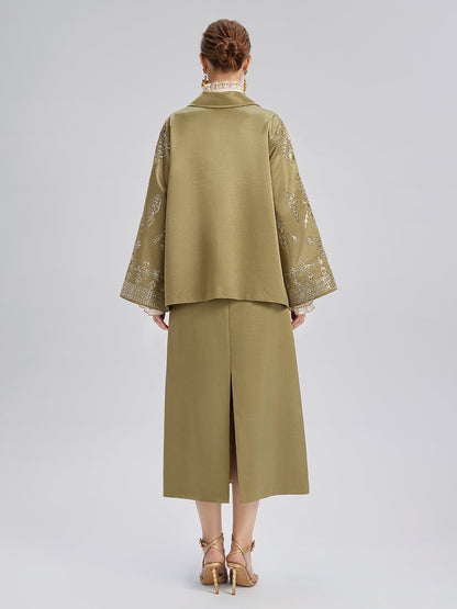 Parlak Nakışlı Çiçekli Etek