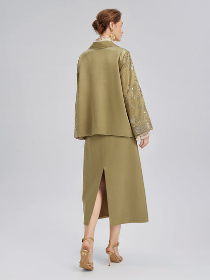 Parlak Nakışlı Çiçekli Etek