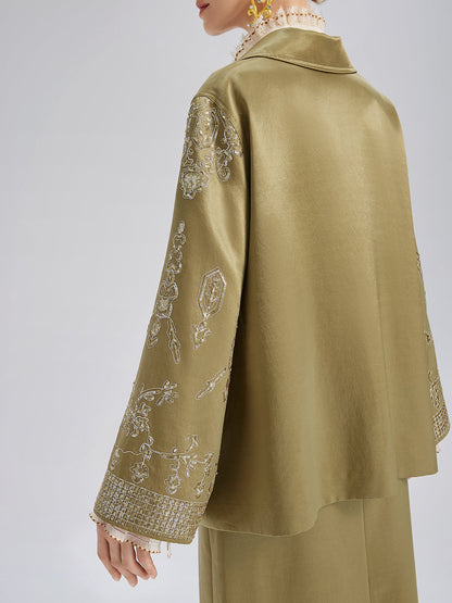 Parlak Nakışlı Çiçekli Ceket