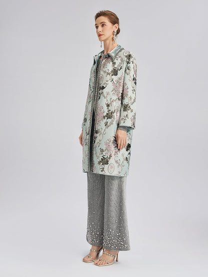 El İşlemeli Pullu Çiçek Desenli Ceket