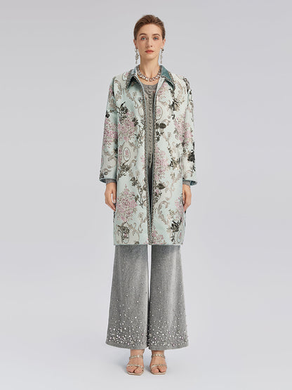 El İşlemeli Pullu Çiçek Desenli Ceket