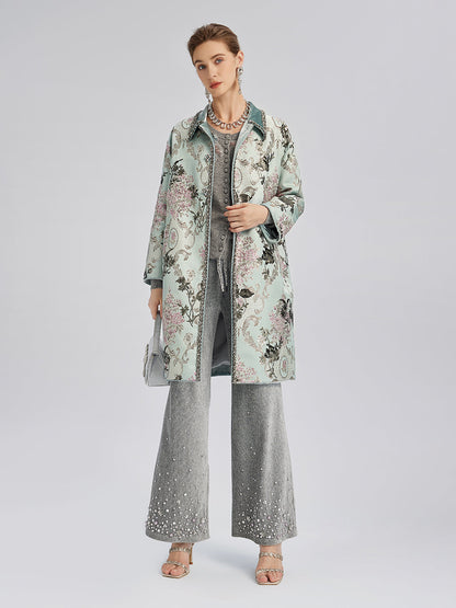 El İşlemeli Pullu Çiçek Desenli Ceket