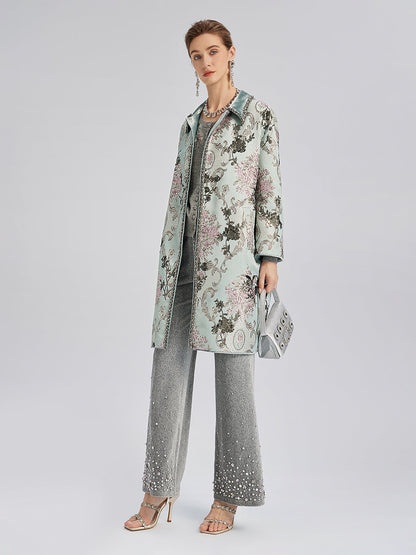 El İşlemeli Pullu Çiçek Desenli Ceket