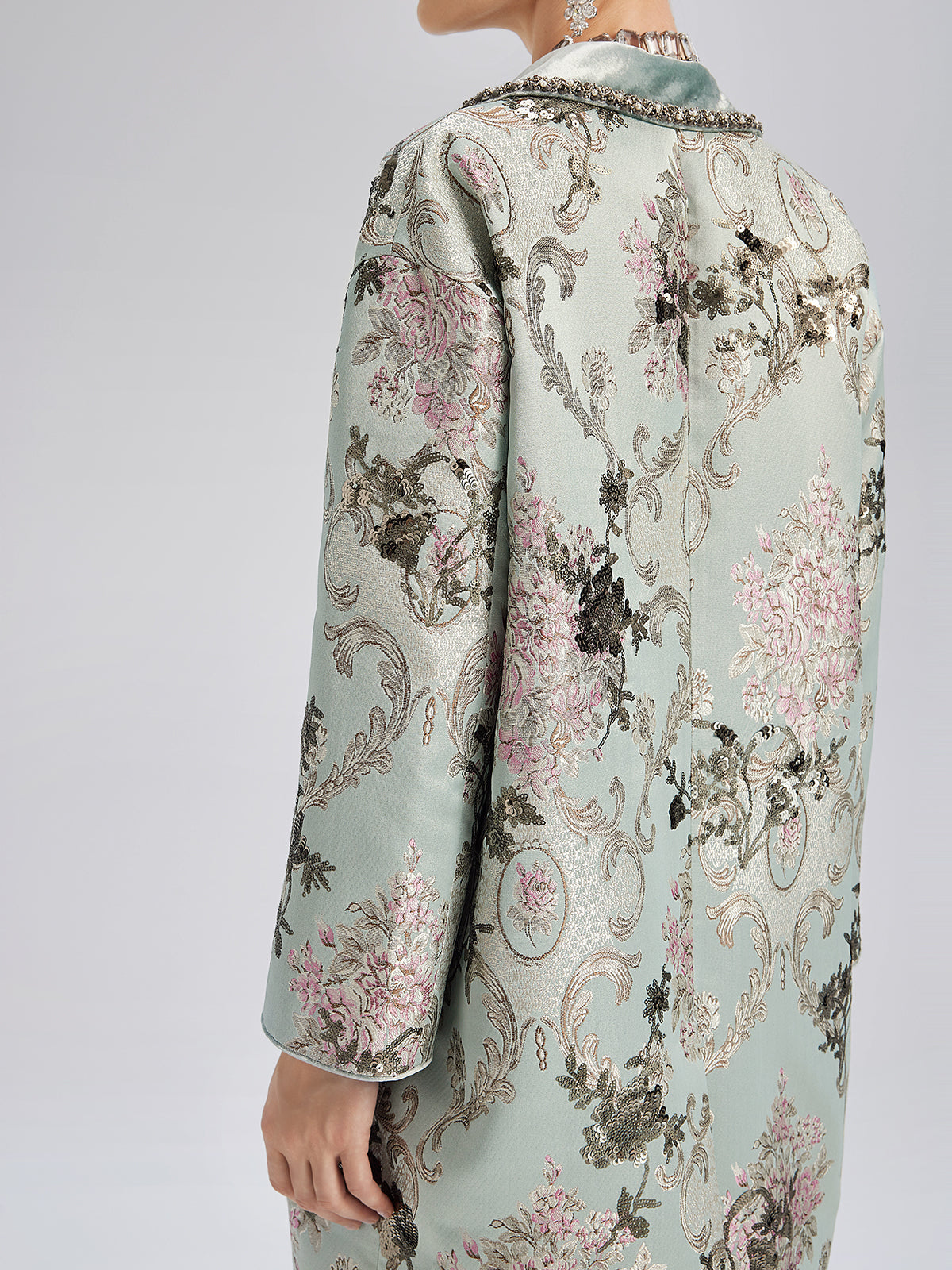 El İşlemeli Pullu Çiçek Desenli Ceket