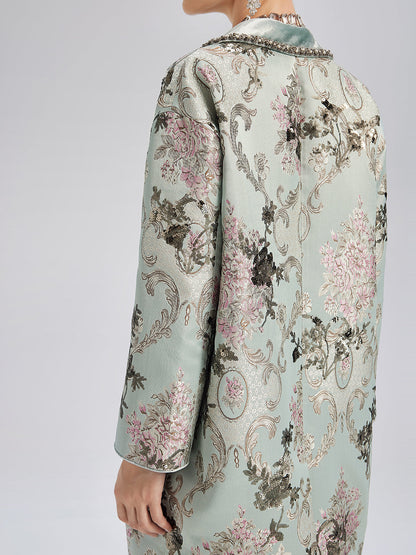 El İşlemeli Pullu Çiçek Desenli Ceket