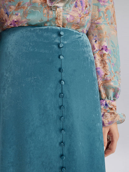 Kadife Dantel Kenarlı Yırtmaçlı Balık Etek