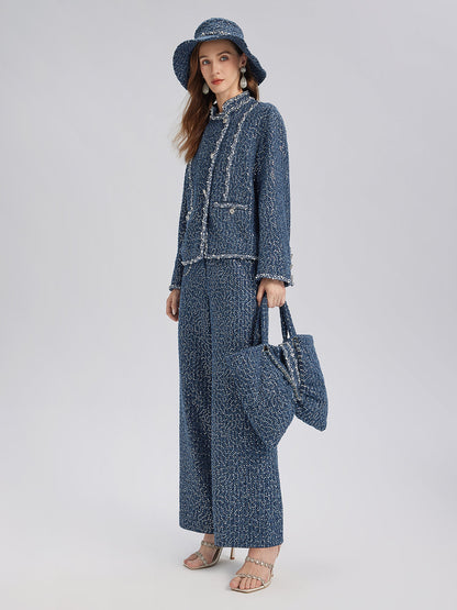 Pullu Kot Görünümlü Tüvit El İşlemeli Pantolon