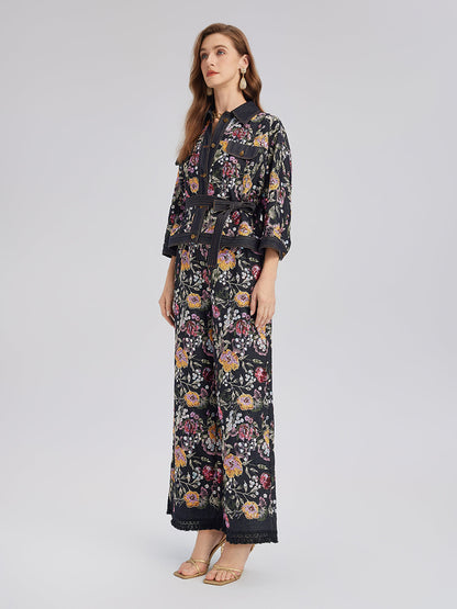 Pullu Nakışlı Kesik Paça Kot Pantolon