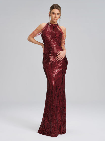 Komple Pullu Dar Kesim Uzun Elbise